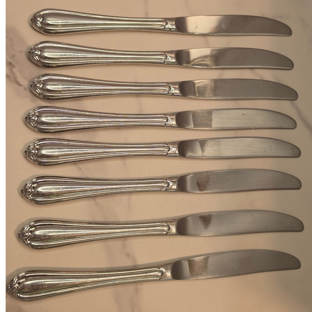 Gorham‎ Melon Bud Stainless Steel Dinner Knives Set of 8 Silverware Korea